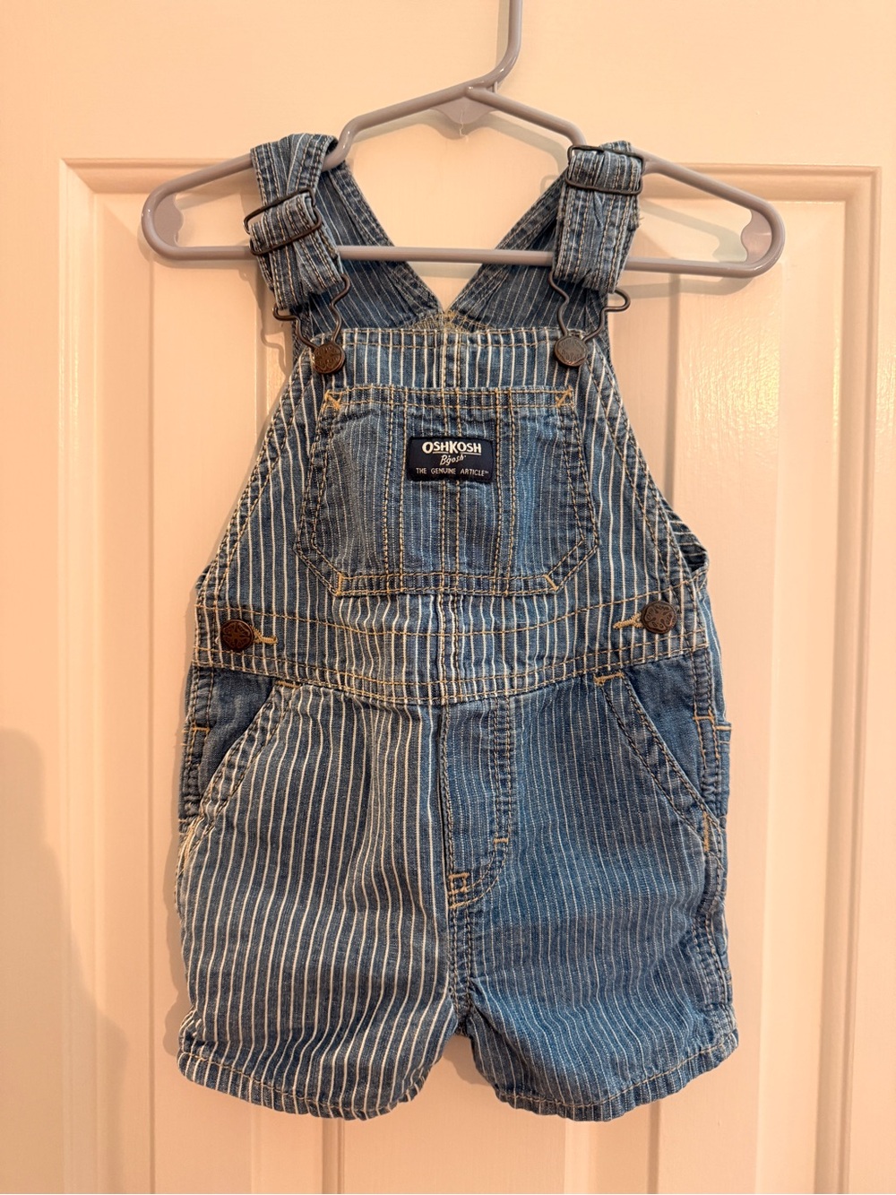 OshKosh B'gosh Blue Striped Denim Shortalls